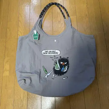 새상품 MOOMIN 에코백 그레이 캐릭터 자수