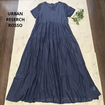 URBANRESERCH ROSSO 슬리브 맥시 원피스 네이비 면