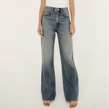 ZARA TRF 하이 라이즈 와이드 레그 데님 팬츠 32인치