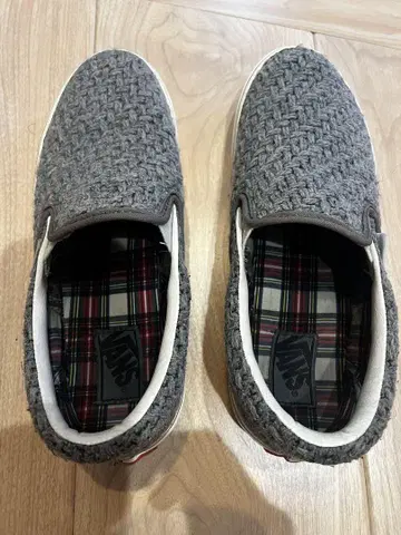 [중고품] VANS 반스 그레이 뜨개질 슬립온 25cm