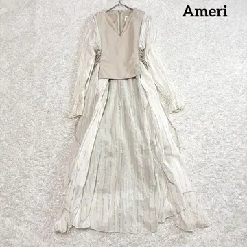 아메리 WASHI LAYERED DRESS 롱 원피스 라메 스트라이프
