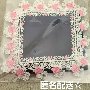 SNOOPY 치카자와 레이스점 하트 손수건 네이비
