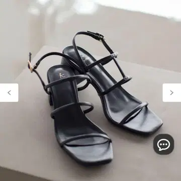 쿠미쿄쿠 내로우 스트랩 샌들 블랙 M