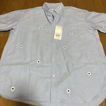 택 포함 NICK GEAR 반팔 자수 셔츠 블루 S