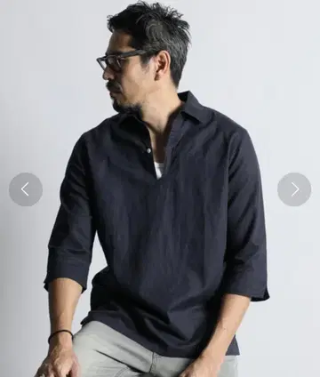 더 대퍼 오브 세인트 조지 면 린넨 소재 7부 소매 스키퍼 셔츠 S