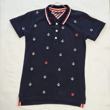 TOMMY HILFIGER 닻 자수 피케 셔츠 M 네이비