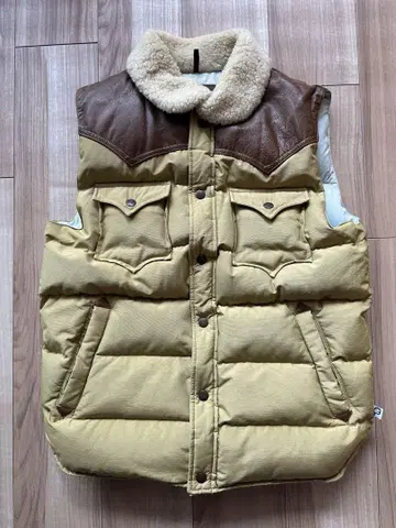 Penfield 펜필드 다운 베스트 S 사이즈 데님 가죽 보아