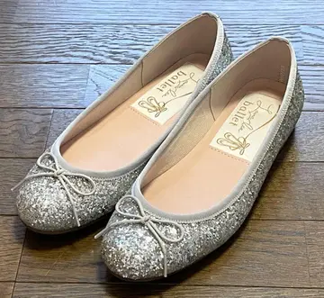 라우나레아 발레 슈즈 글리터 라운드토 실버 21.5cm