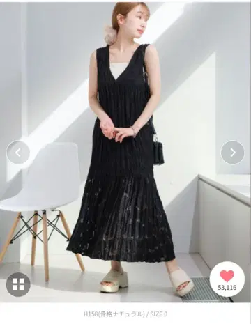 Kastane 시어 자카드 레이스 민소매 원피스