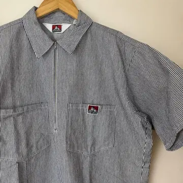 90s 00s BEN DAVIS 하프 지퍼 워크 셔츠 히코리