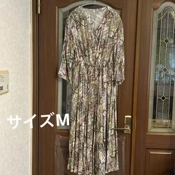 미사용품! 퍼슨즈 오리지널 프린트 레이온 원피스 그레이 M