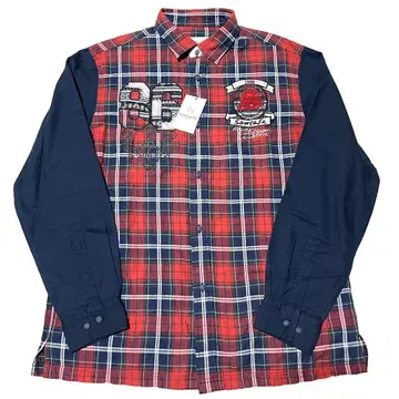미사용 SANTAFE 산타페 절개 체크 셔츠 50(XL) 레드