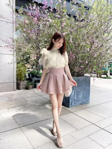 michellMacaron 슬림 레그 엘레강트 트위드 스커트