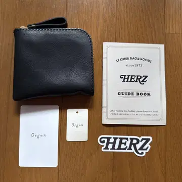 HERZ 블랙 가죽 더블 라운드 지퍼 지갑