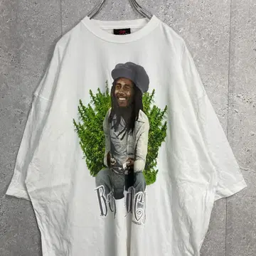 ZION 00s 밥 말리 레게 뮤직 프린트 화이트 티셔츠