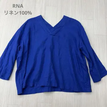 RNA 린넨 100% 블라우스 티셔츠 로얄 블루 M