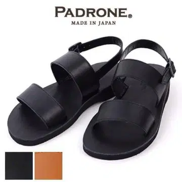 Padrone 파드로네 블랙 가죽 샌들 백 스트랩 42