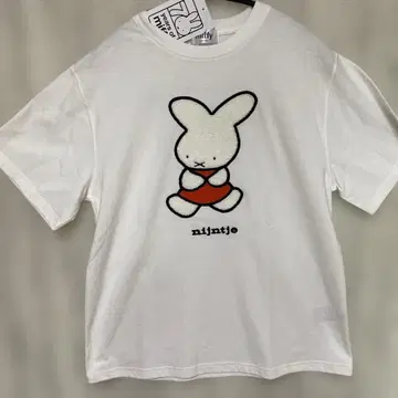 새상품 택 포함 미피 나인체 티셔츠 사가라 자수 여성용 M 화이트