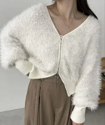 CAPRICIEUX LE'MAGE 리본 얀 ZIP 가디건