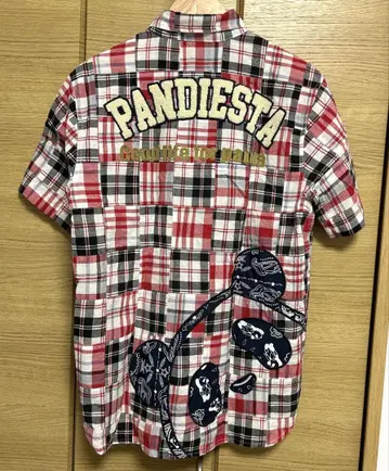 팬디에스타 페이즐리 반팔 패치워크 체크 셔츠 pandiesta