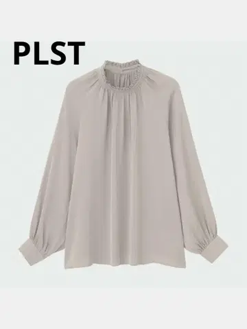 새상품급 플라스테 피치 새틴 프릴 넥 블라우스 S 사이즈