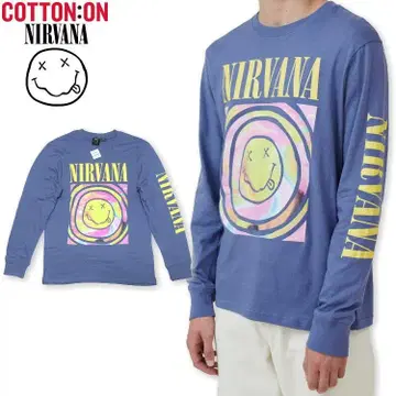 일본 미발매 COTTON ON NIRVANA 스마일 로고 긴팔 티셔츠 L