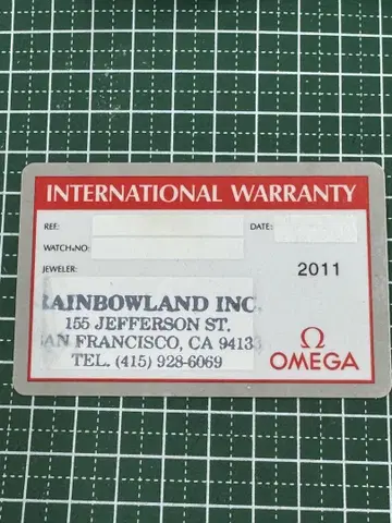 OMEGA 보증서 미기입 International Warranty