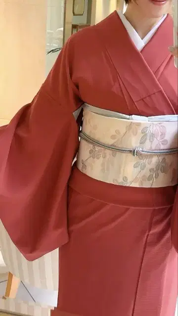 새상품급 여름 기모노 명주 이로무지 톨 사이즈 하나 문양