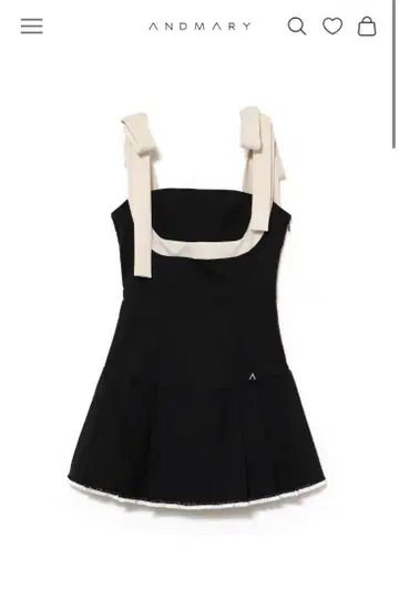 andmary Chuchu pleats ribbon dress black
