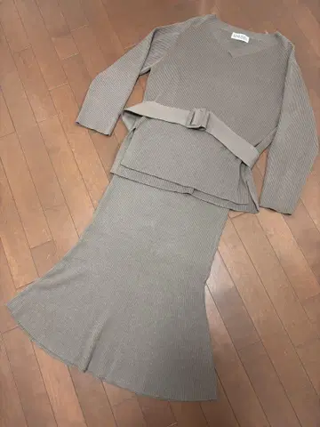 snidel 베이지 리브 스커트 셋업