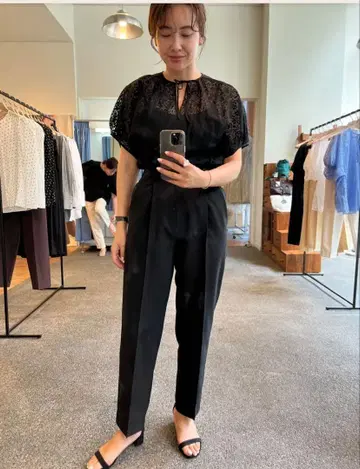 ohga 테이퍼드 턱 팬츠 블랙 M