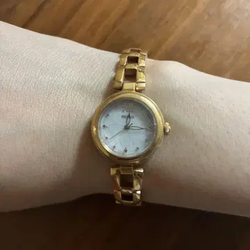 SEIKO 골드 아날로그 시계 꽃 모티브 핑크 골드 미품