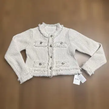 화이트 프린지 노카라 자켓 GRL 그레일 새상품 L사이즈