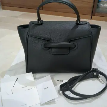 VASIC 블랙 가죽 숄더백 핸드백 EVER MINI