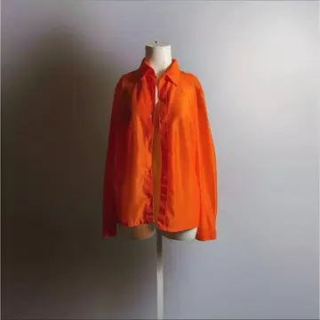 유럽 빈티지 나일론 시어 셔츠 블라우스 빈티지 70s