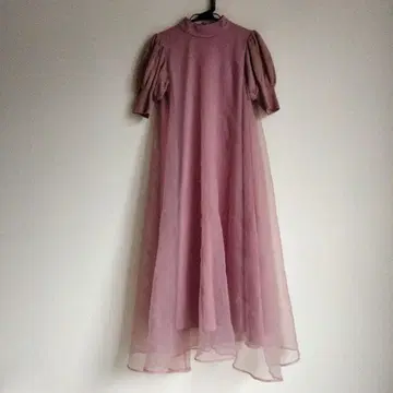새상품급 AMERI 플러피 마카롱 드레스 핑크 S 시어 소재