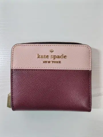 [거의 새상품] kate spade 접이식 지갑 핑크/버건디