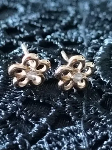 18K 금 꽃 귀걸이
