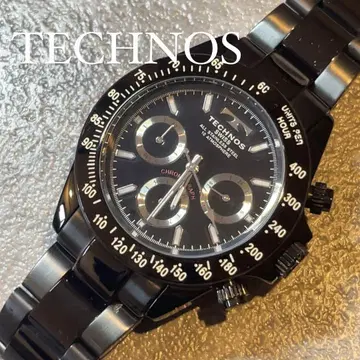 작동품 새 배터리 TECHNOS 크로노그래프 손목시계 남성용 TGM615