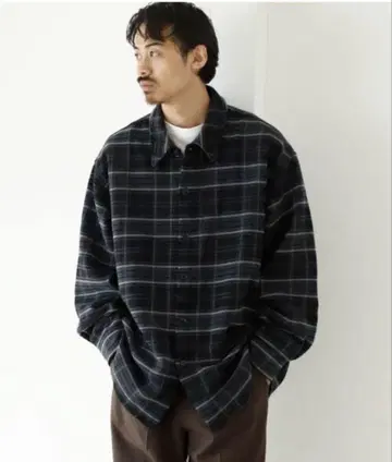 빔즈 BEAMS 플리스 체크 긴팔 셔츠