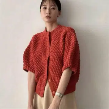 clane 3D DOT HALF SLEEVE KNIT CARDIGAN