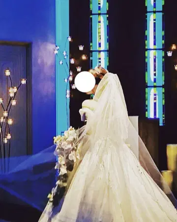 웨딩 롱 베일 비즈 자수