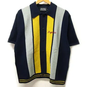 HYSTERIC GLAMOUR 84 자수 밀라노 리브 셔츠 M 네이비