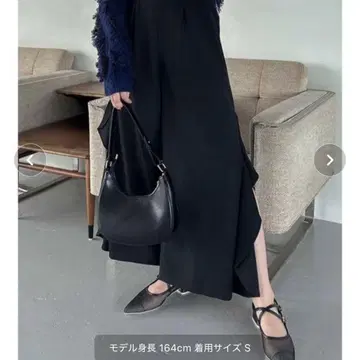 dazzlin 블랙 슬릿 와이드 팬츠 S