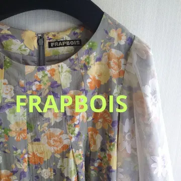 FRAPBOIS 플라보아 꽃무늬 오부 소매 튜닉 그레이 레이스