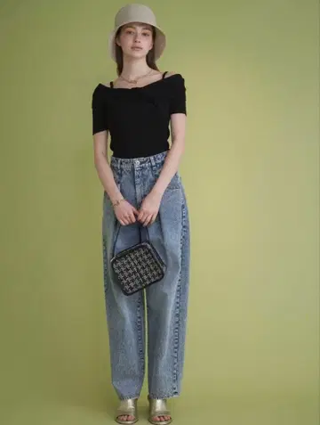 LILY BROWN 하이웨스트 턱 데님 팬츠 LBLU 0