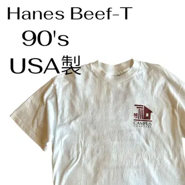 90s USA 제작 Hanes Beefy-T 화이트 빈티지 봉사 T
