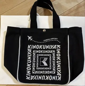 KINOKUNIYA 에코백 블랙 캔버스