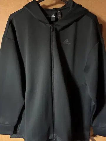 adidas 블랙 풀 집업 후드티 & 팬츠 세트
