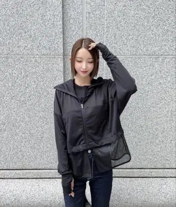 [미사용 새상품] 시이쨩 차광 후드티 메쉬 있음 블랙